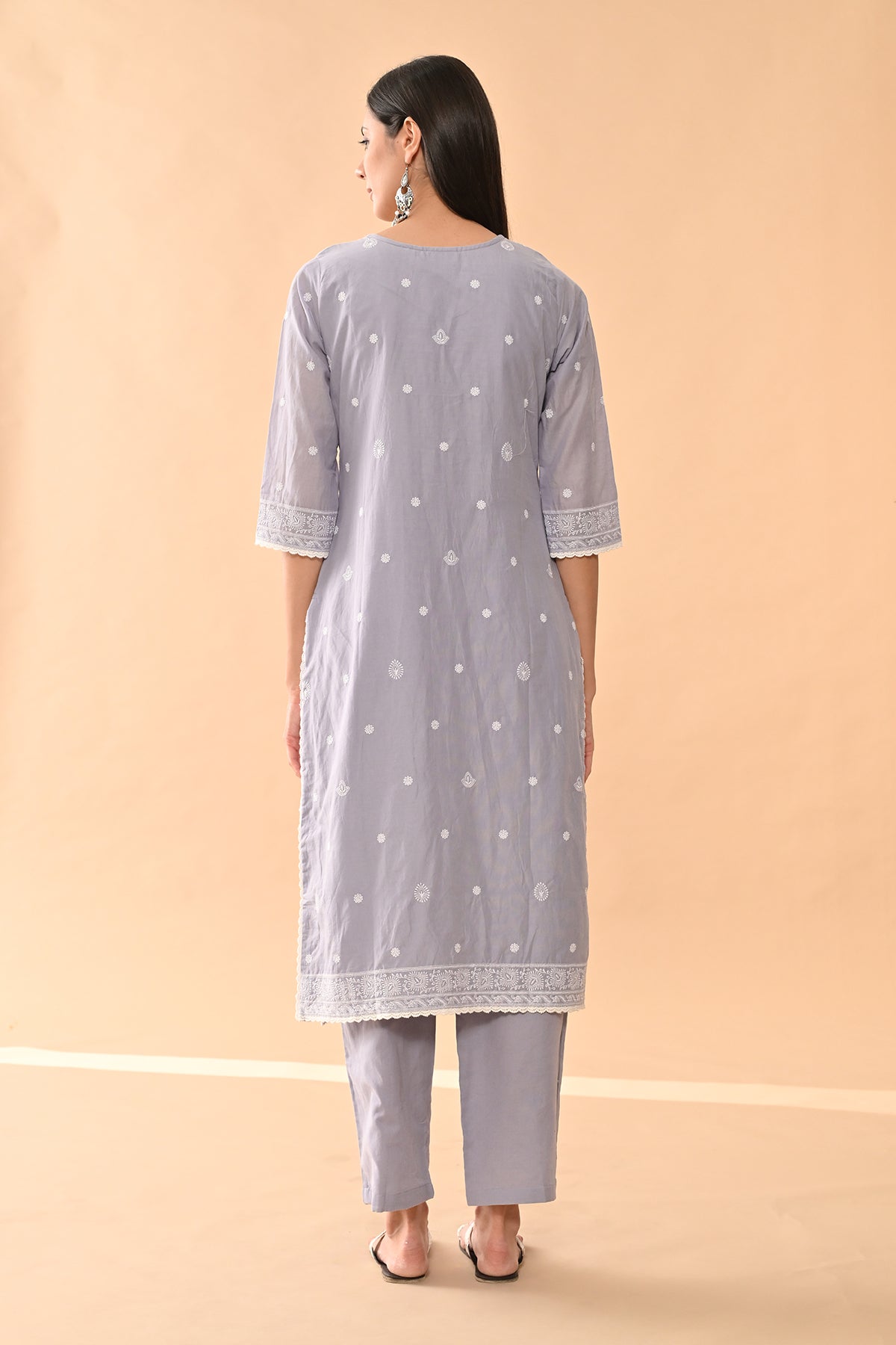 Purple Embroidered Kurta 3 Pcs Set
