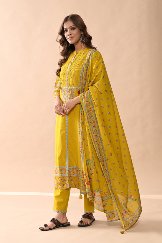 Mustard Printed Kurta Set