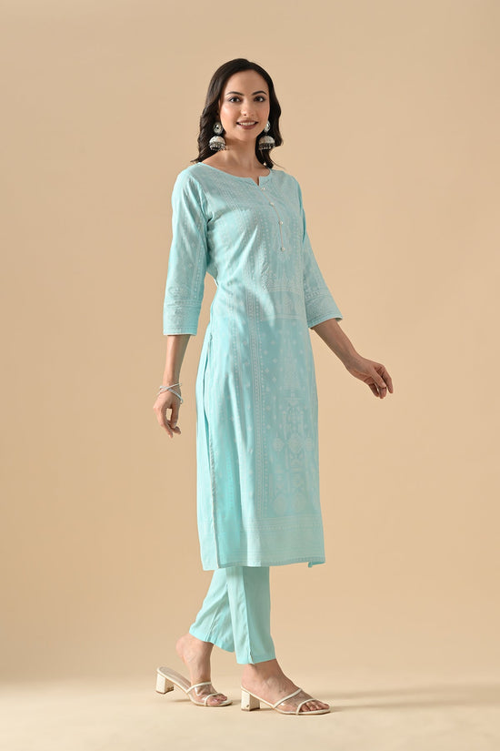 Blue Printed Kurta Set