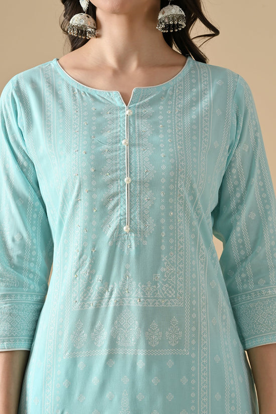 Blue Printed Kurta Set