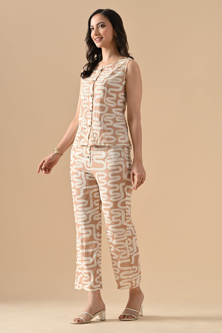 Cream Printed Co-Ord Set
