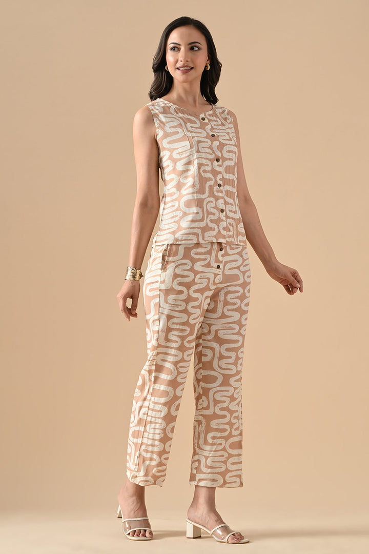 Cream Printed Co-Ord Set