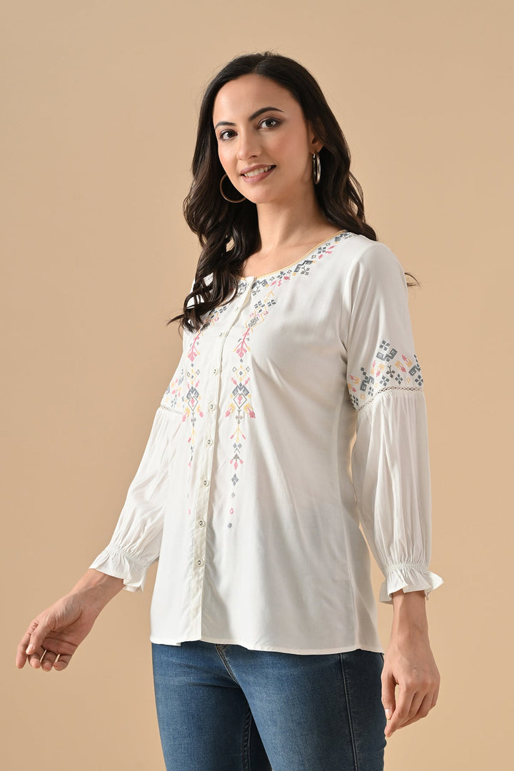 White Embroidered Top