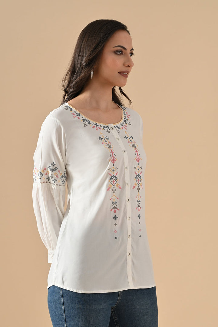 White Embroidered Top