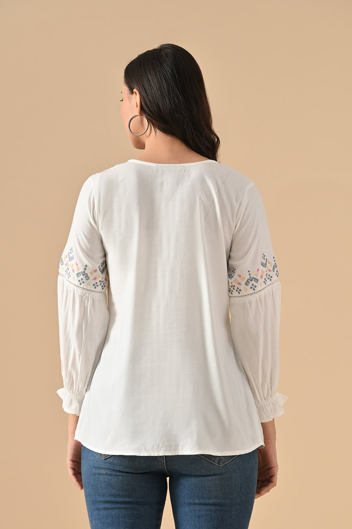 White Embroidered Top