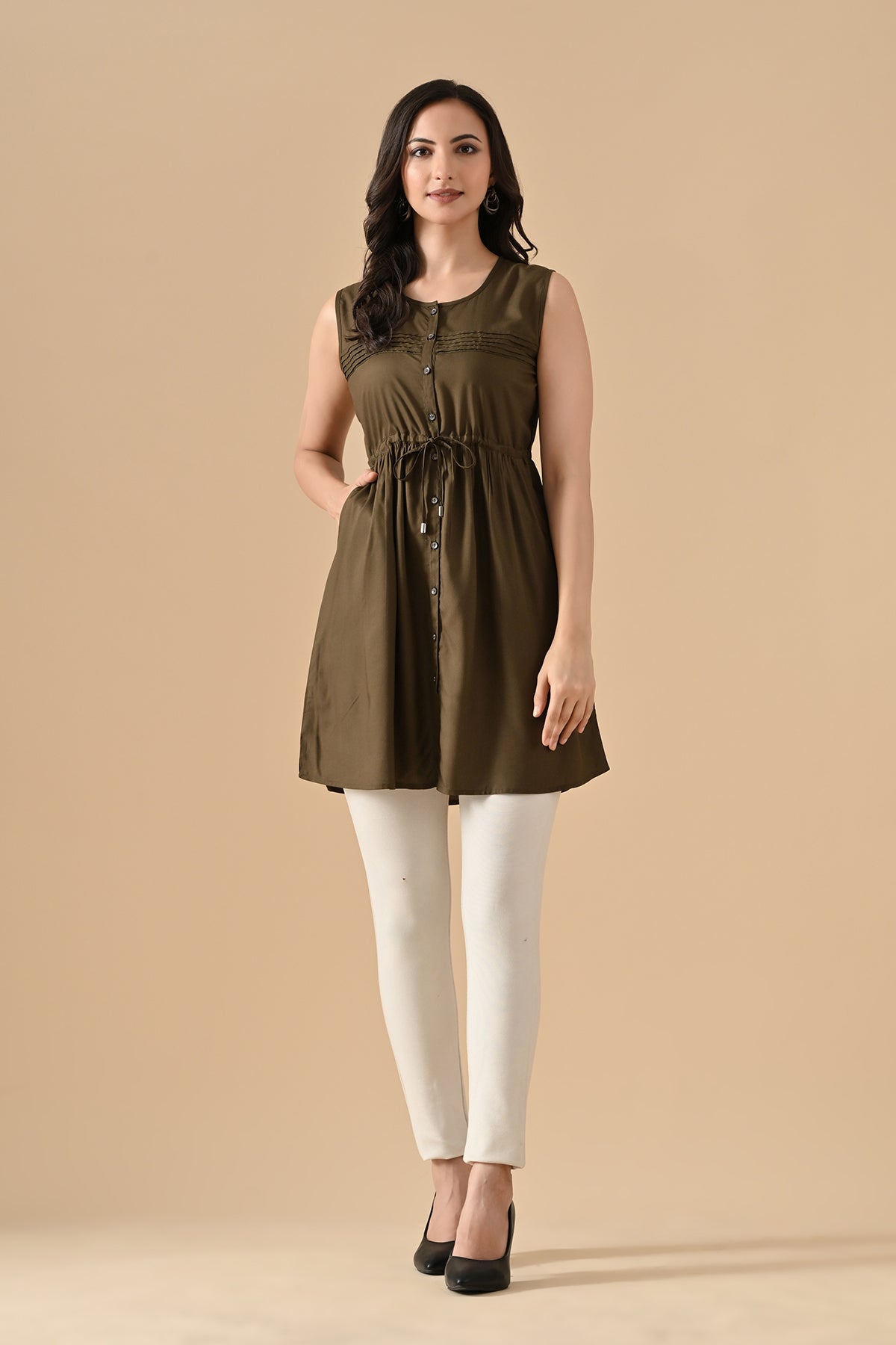 Green Solid Flared Top