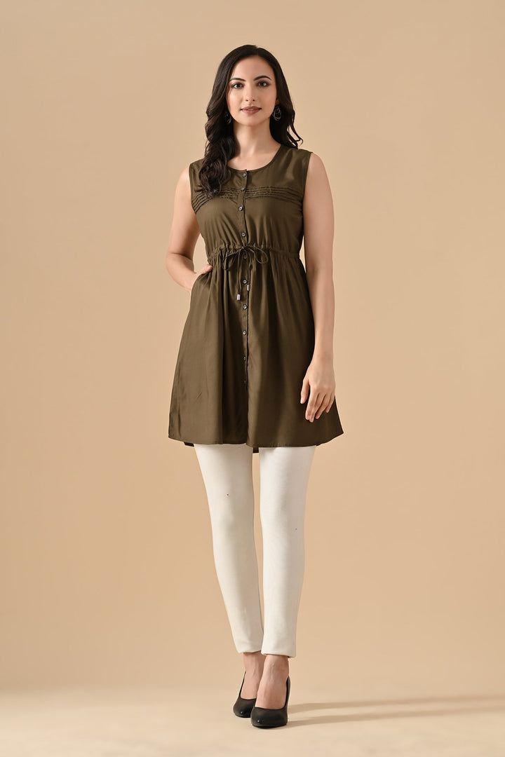 Green Solid Flared Top