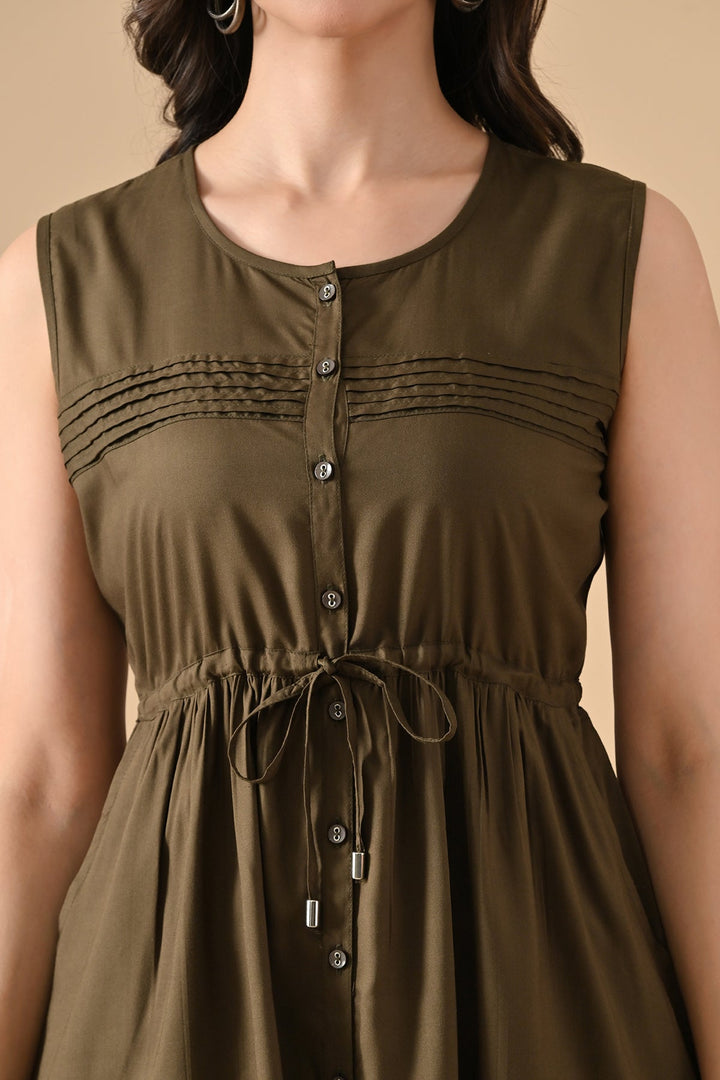 Green Solid Flared Top