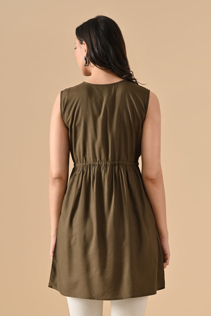 Green Solid Flared Top