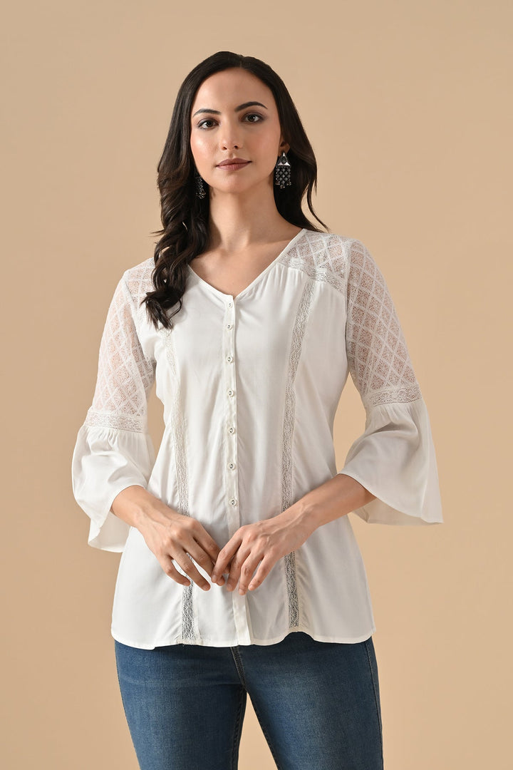 Cream Solid Straight Top