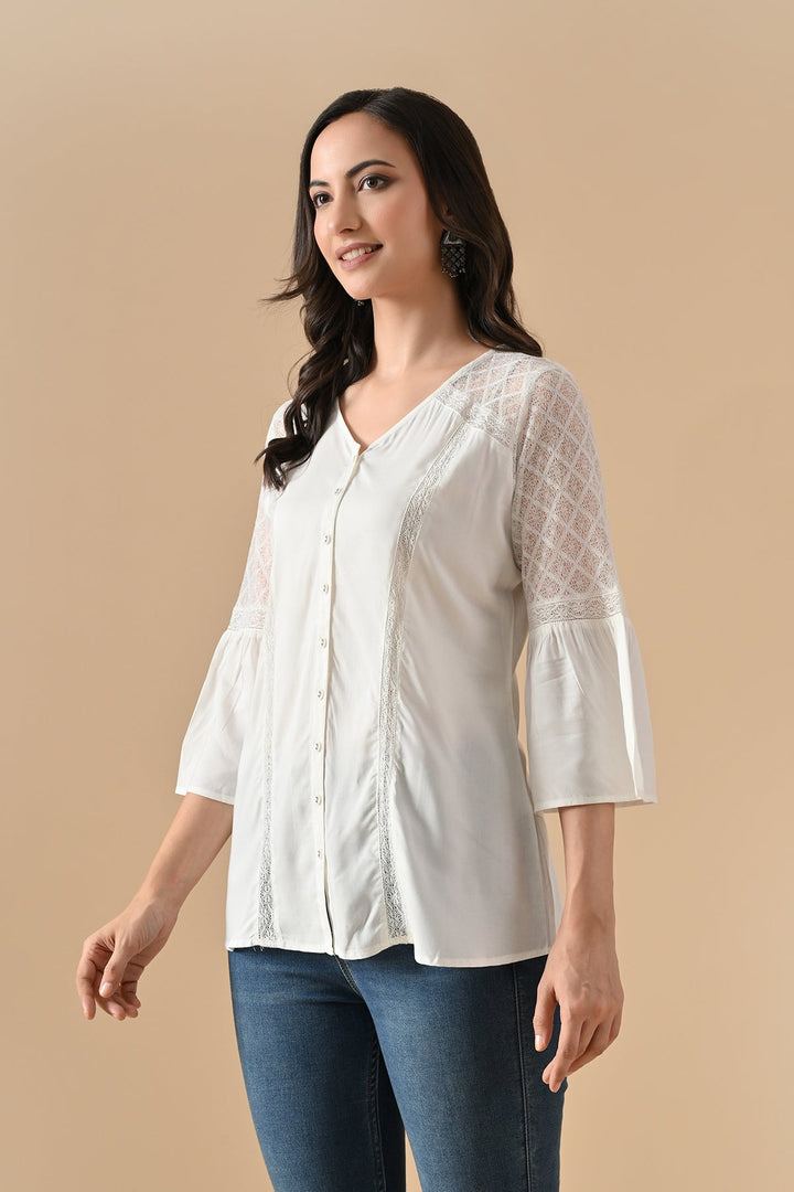 Cream Solid Straight Top