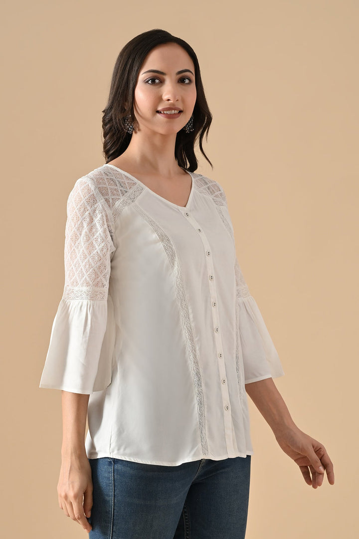 Cream Solid Straight Top