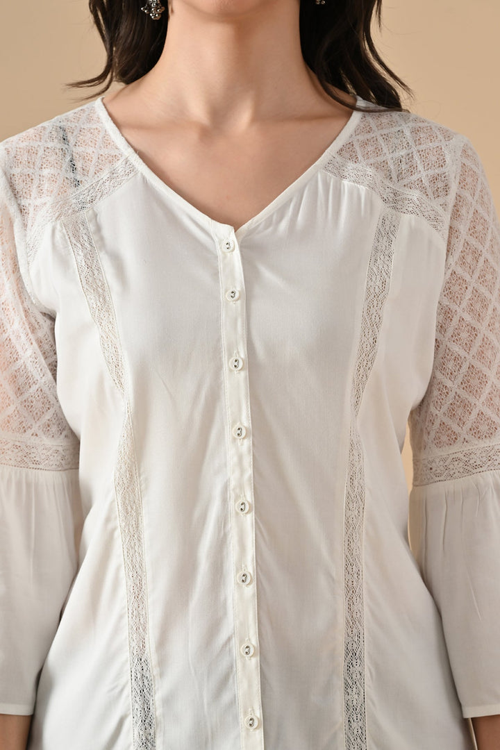 Cream Solid Straight Top
