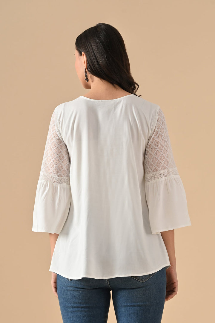 Cream Solid Straight Top
