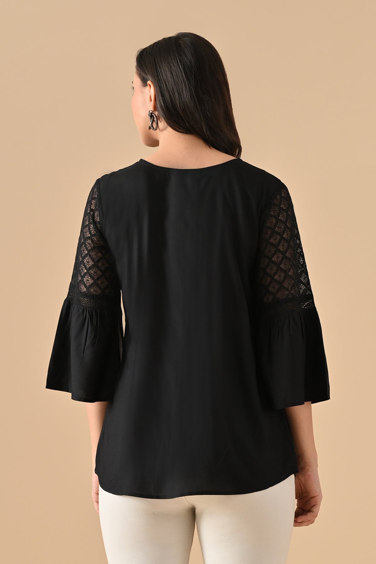 Black Solid Straight Top