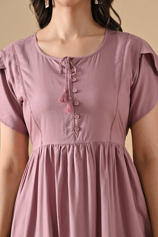 Mauve Solid Flared Tunic