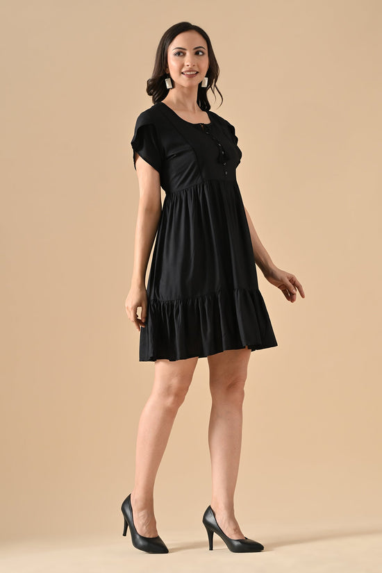 Black Solid Flared Tunic