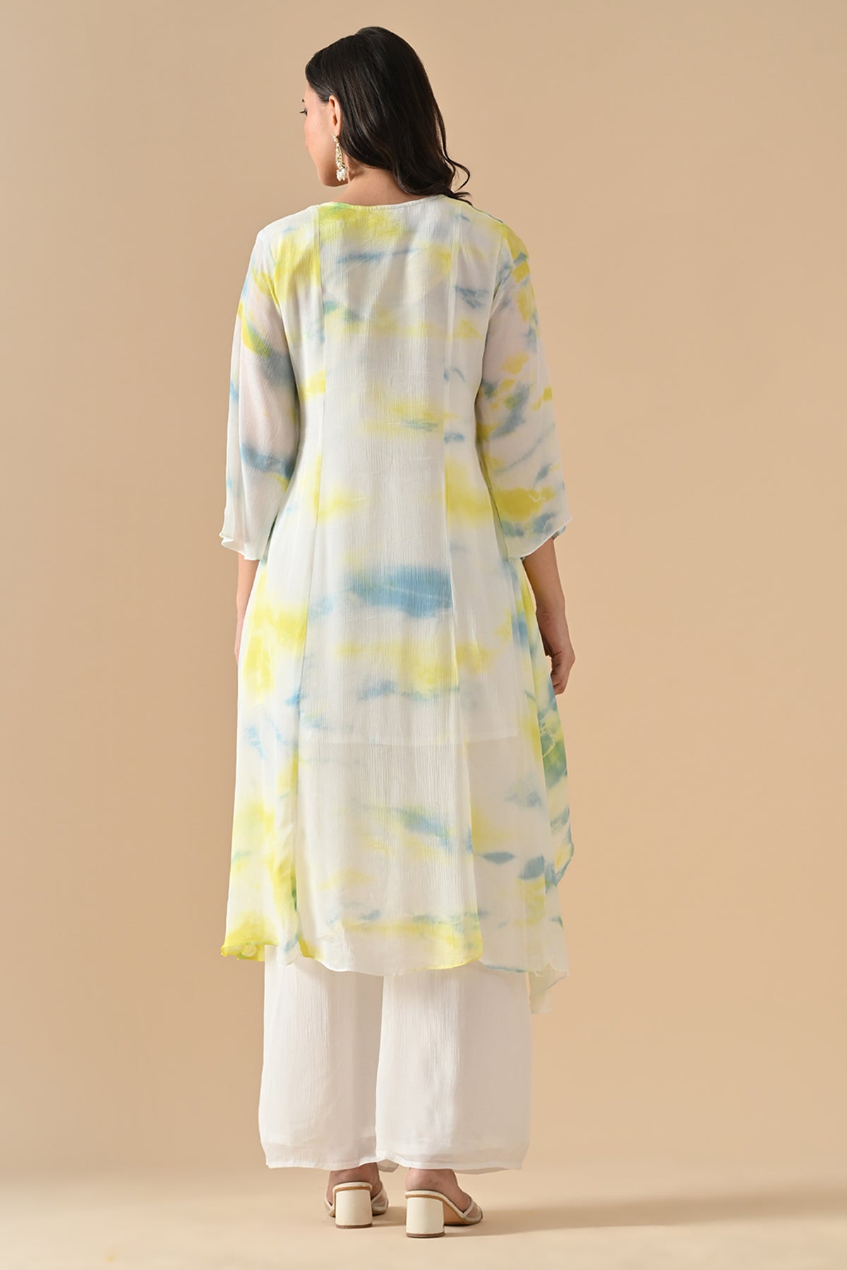 Cream Embroidered Kurta 3 Pcs Set