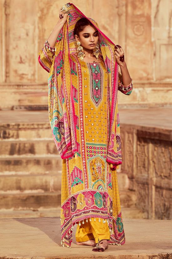 Mustard Embellished Kurta Set
