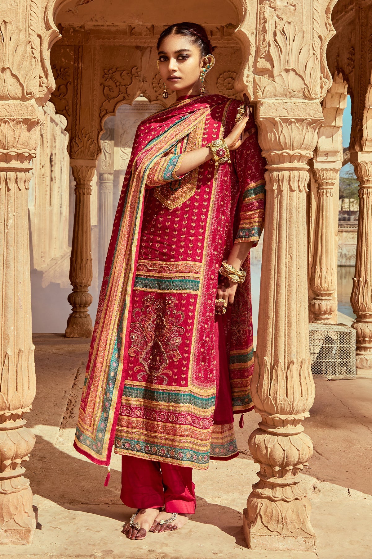 Pink Embellished Kurta 3 Pcs Set