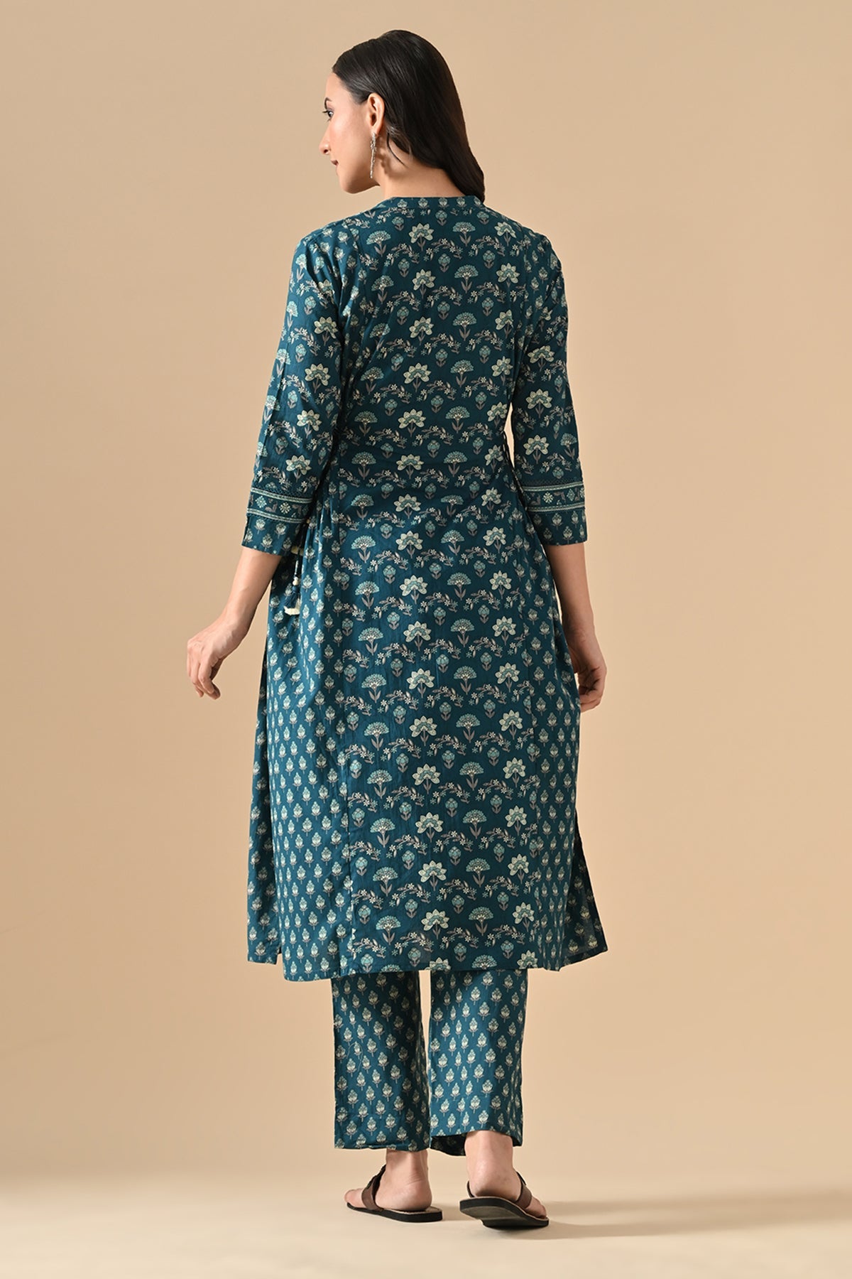 Green Printed Kurta 3 Pcs Set
