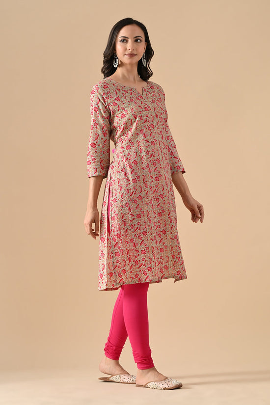 Green Printed Straight Kurta