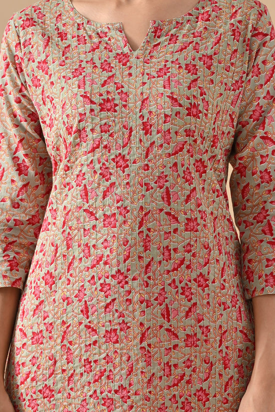 Green Printed Straight Kurta