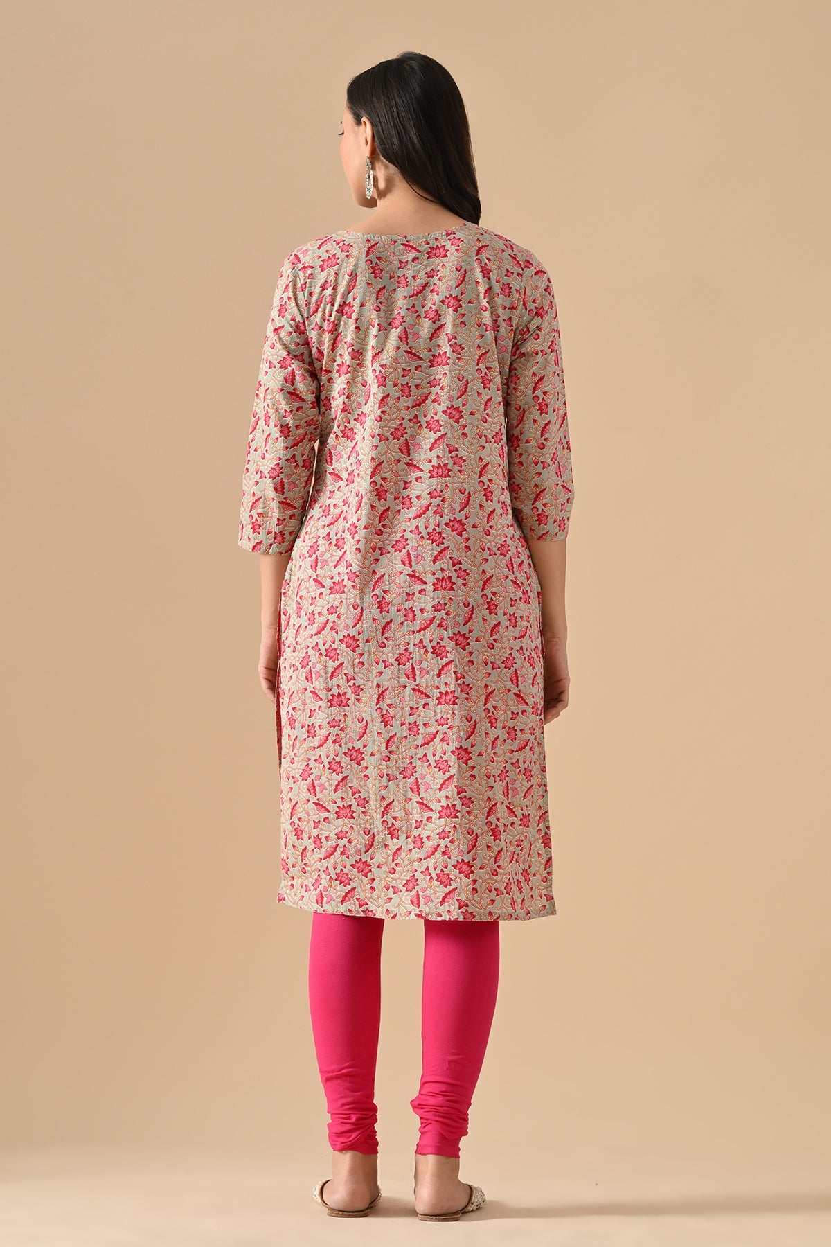 Green Printed Straight Kurta