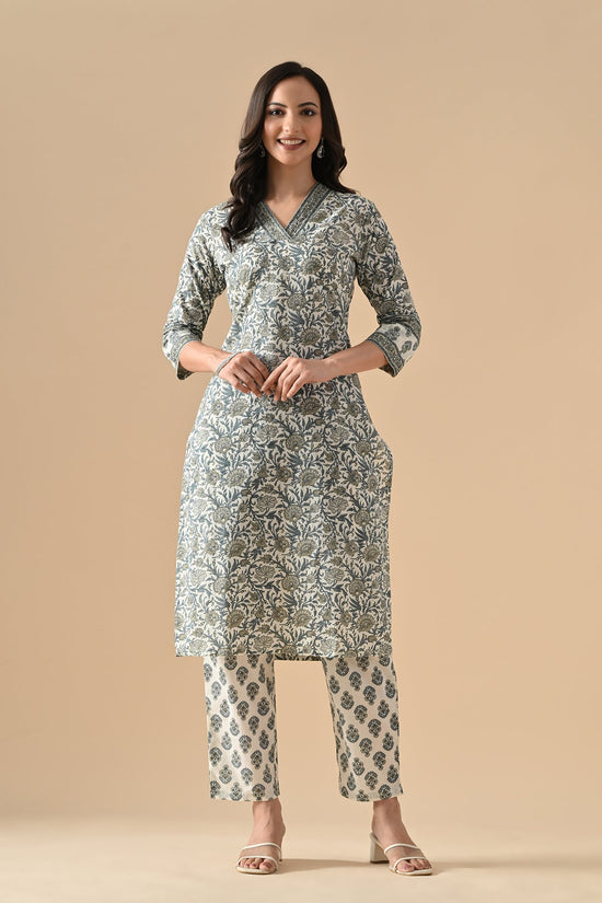 Cream Printed Kurta Set