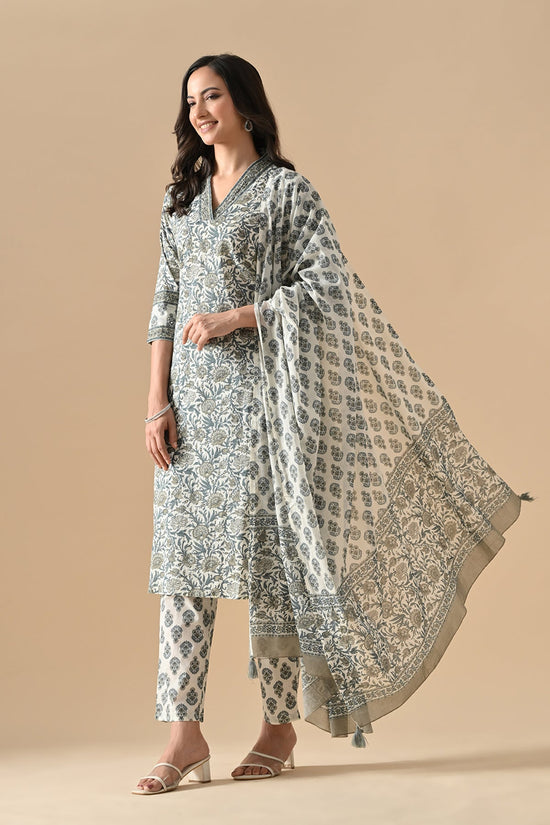 Cream Printed Kurta Set