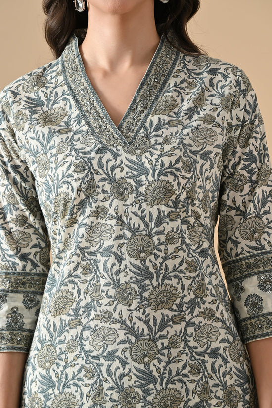 Cream Printed Kurta Set