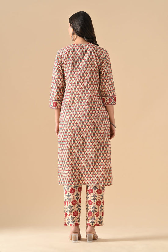 Beige Printed Straight Kurta