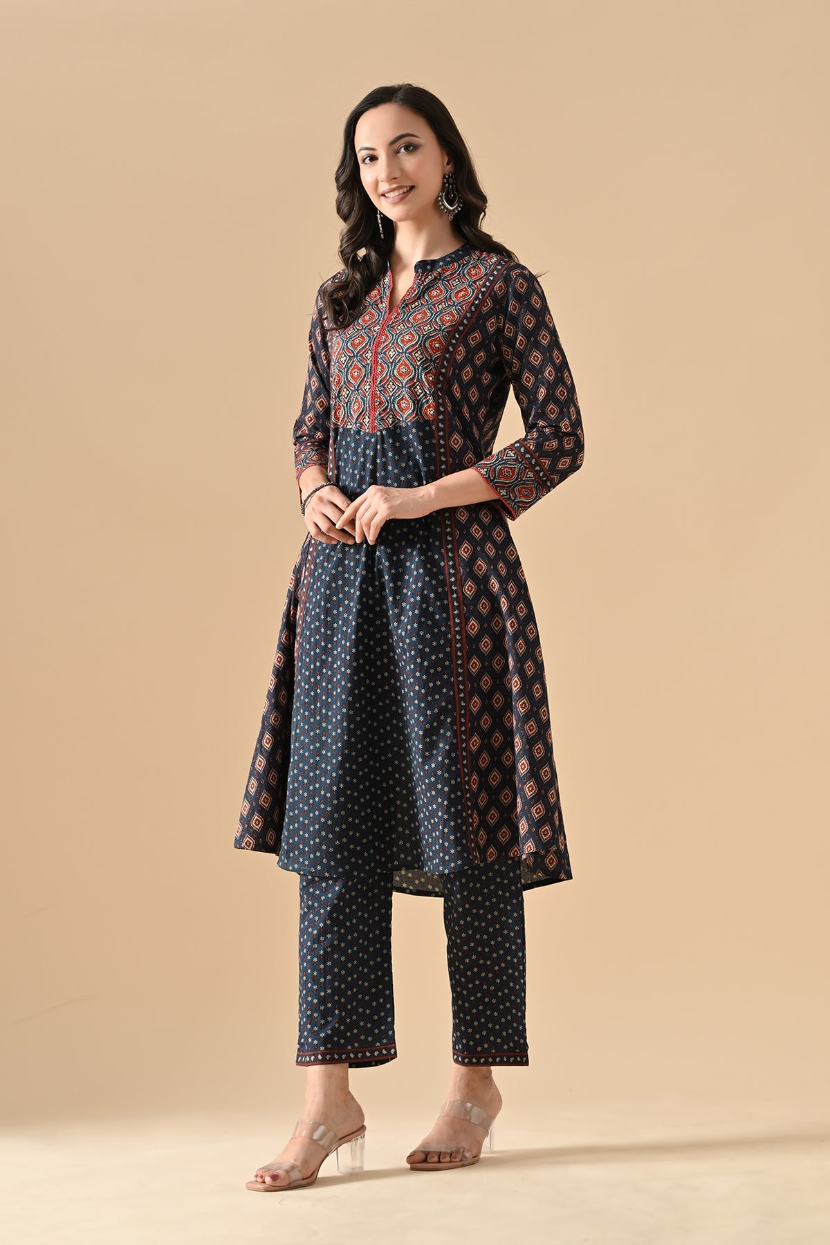 Blue Printed Kurta 2 Pcs Set