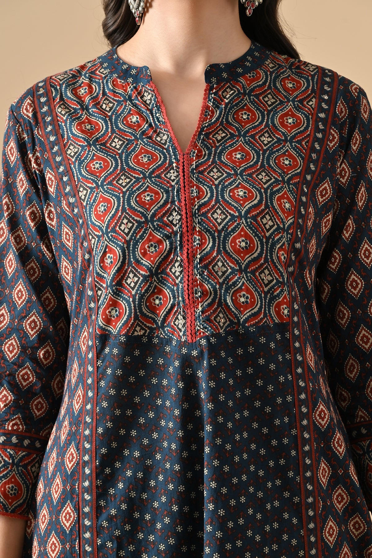 Blue Printed Kurta 2 Pcs Set