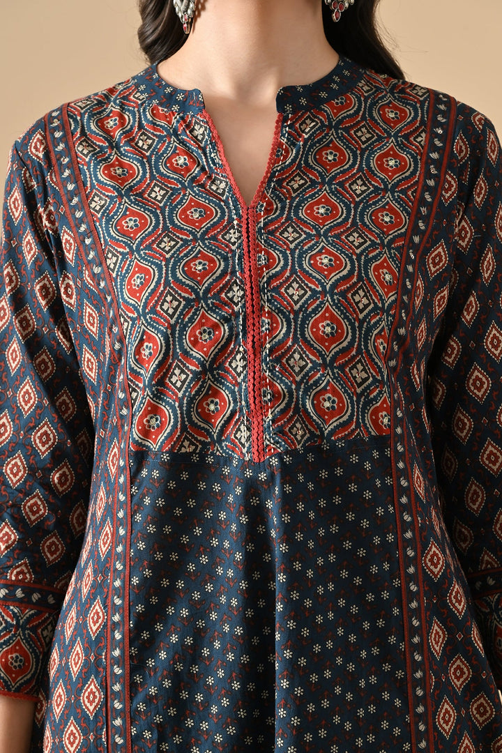 Blue Printed Kurta Set (2 Piece)