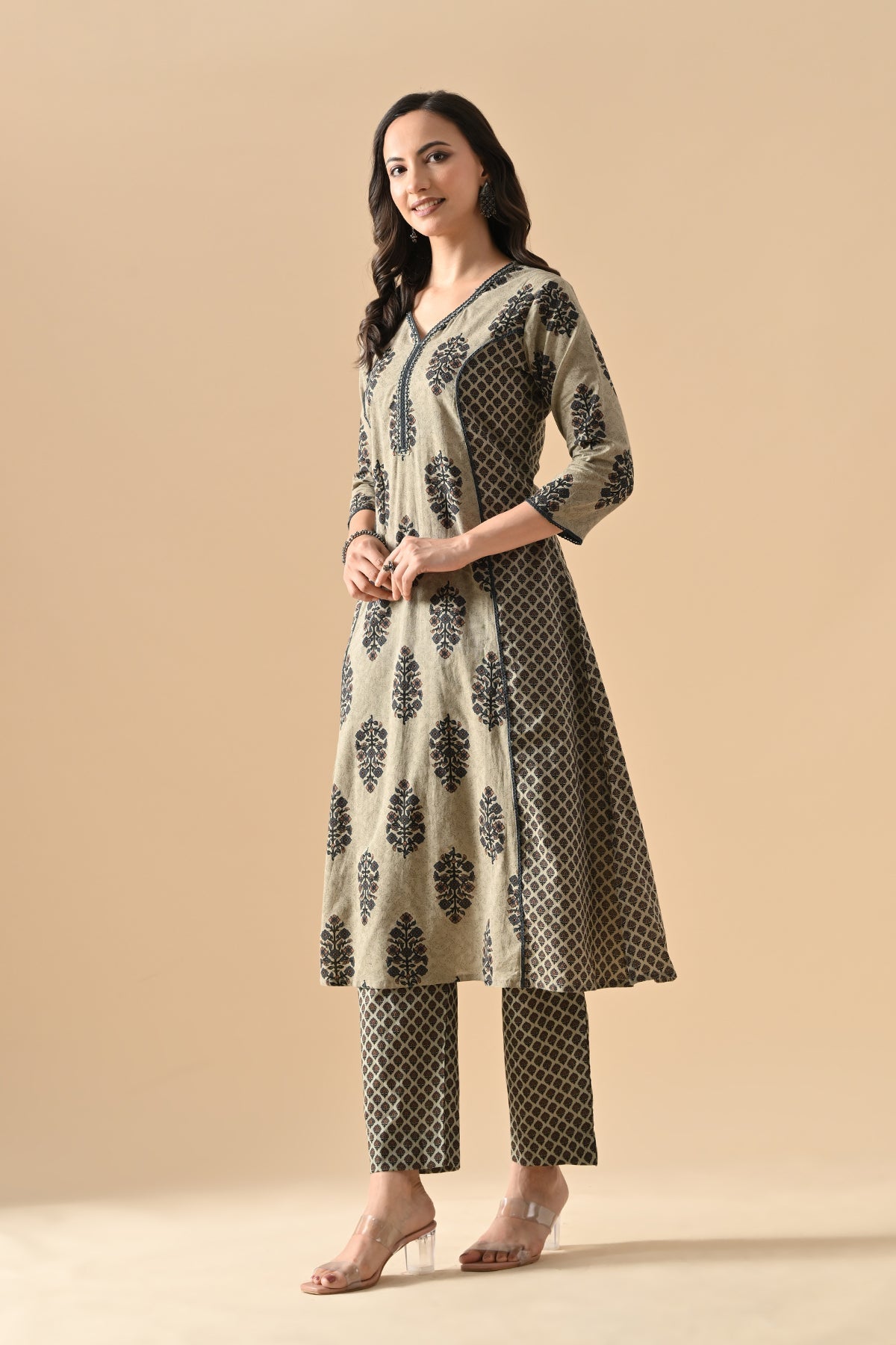 Green Printed Kurta 2 Pcs Set