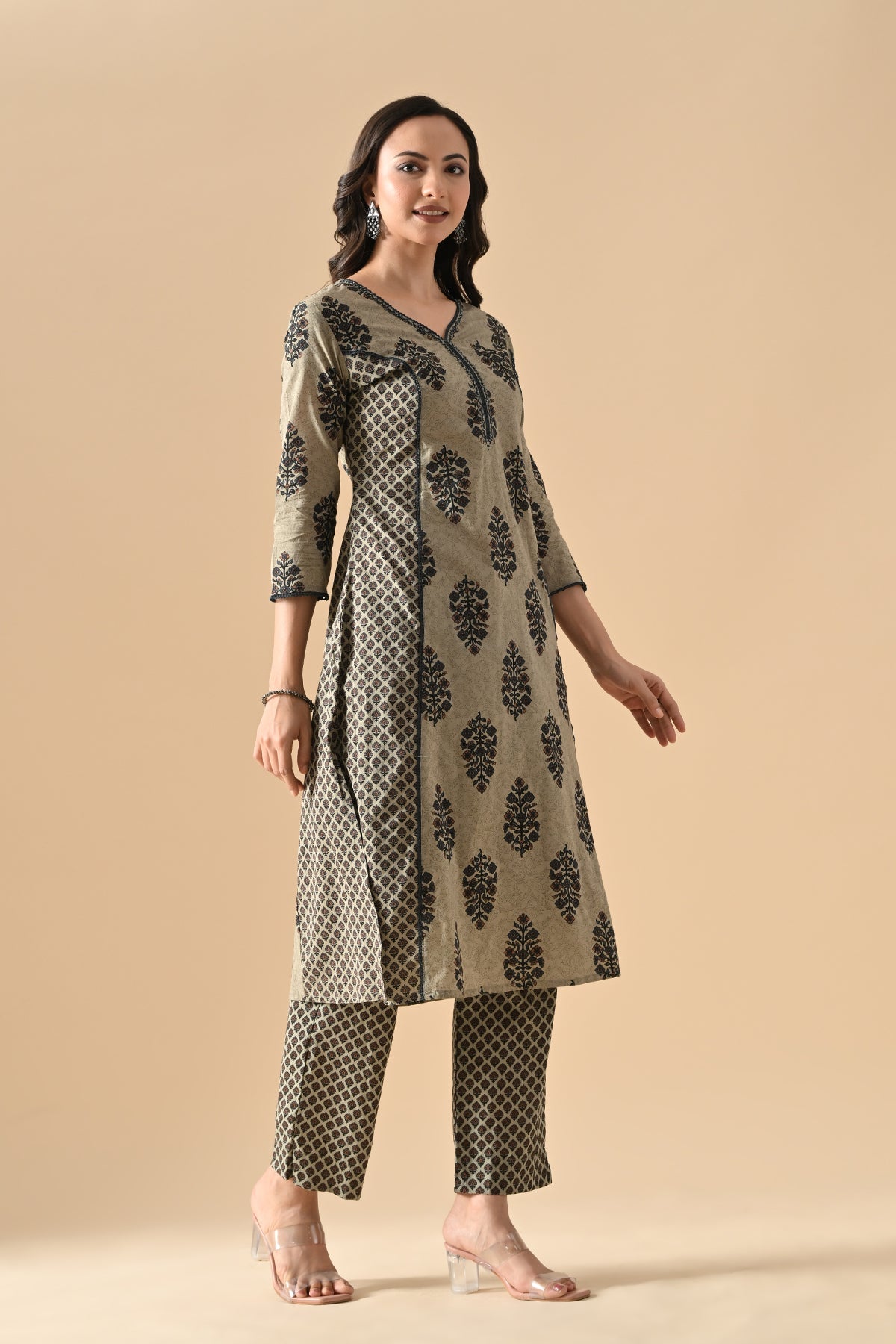 Green Printed Kurta 2 Pcs Set