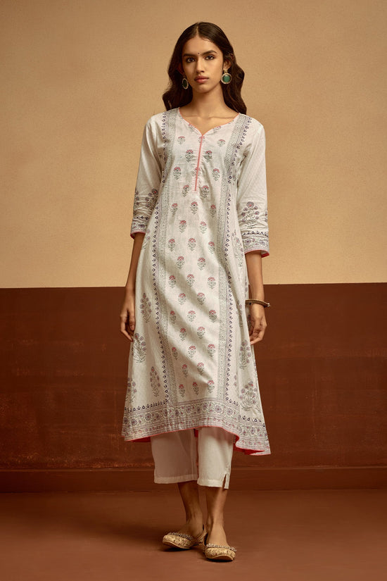 White Printed Kurta Set