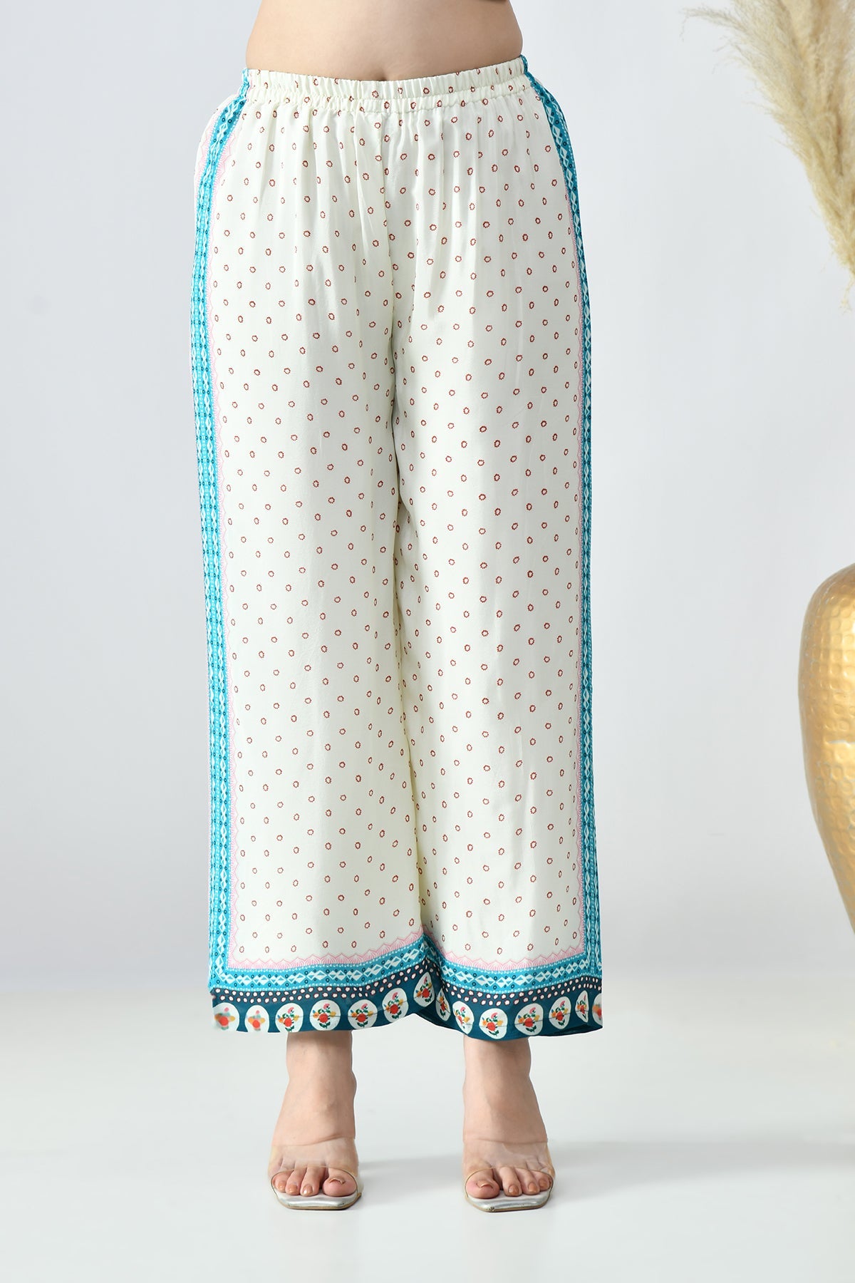 Cream Printed Co-Ord 3 Pcs Set