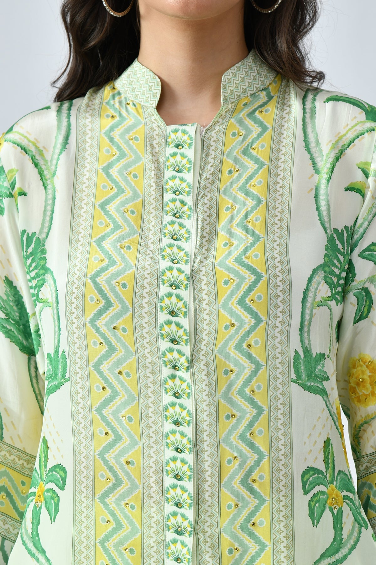 Green Printed Co-Ord 3 Pcs Set