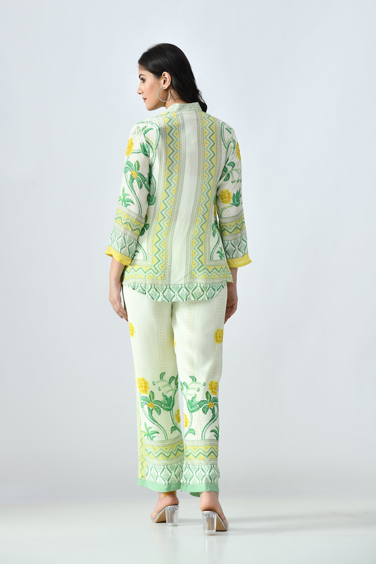 Green Printed Co-Ord 3 Pcs Set