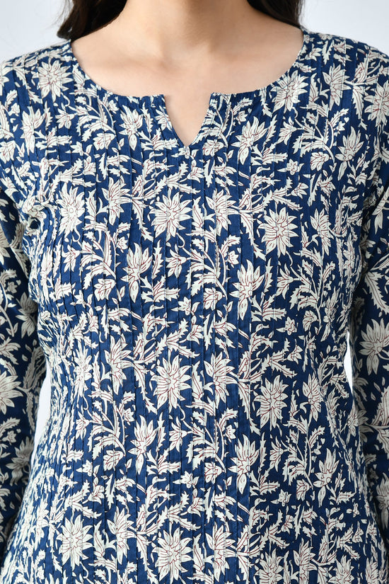 Blue Printed Straight Kurta