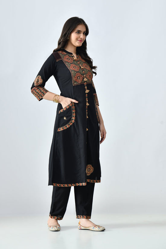 Black Printed Kurta 3 Pcs Set