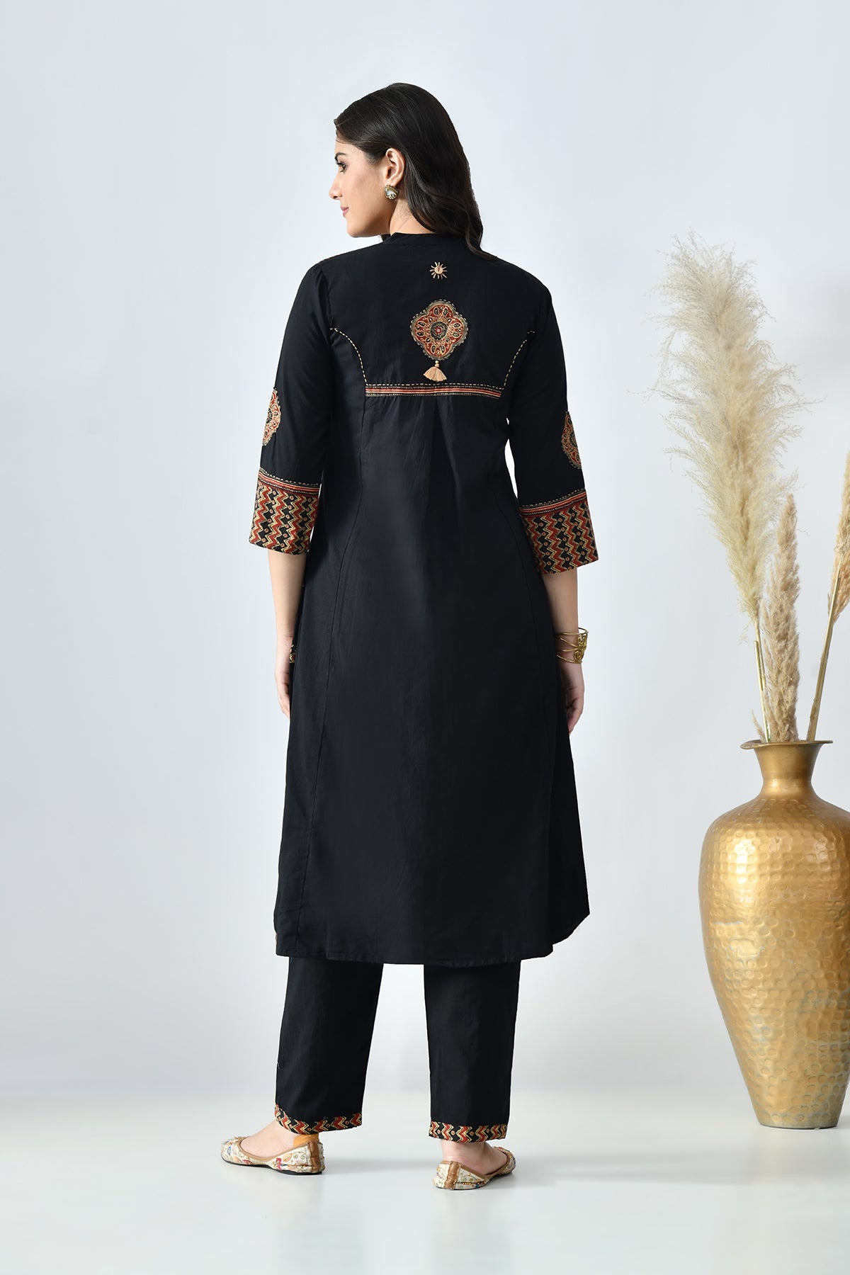 Black Printed Kurta 3 Pcs Set