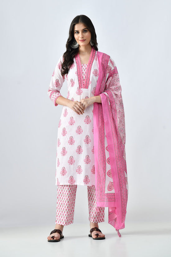 Cream Printed Kurta Set