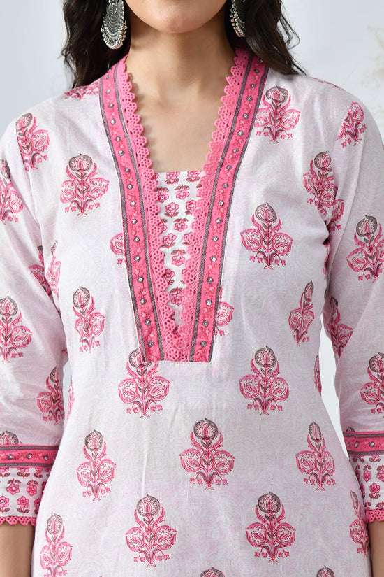 Cream Printed Kurta Set