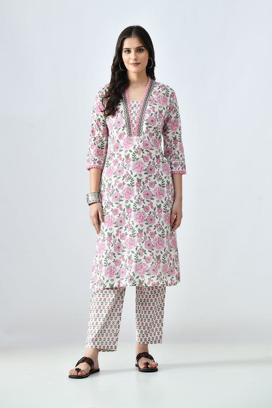 White Printed Kurta Set