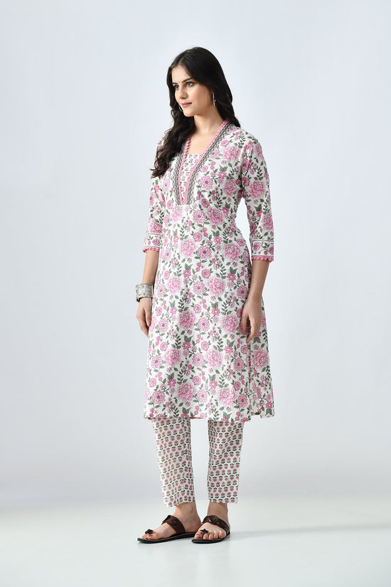 White Printed Kurta Set