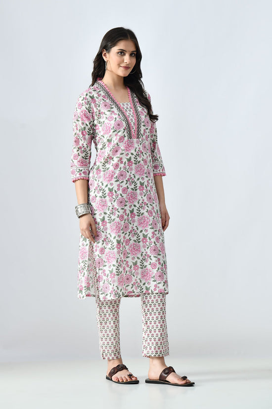 White Printed Kurta Set