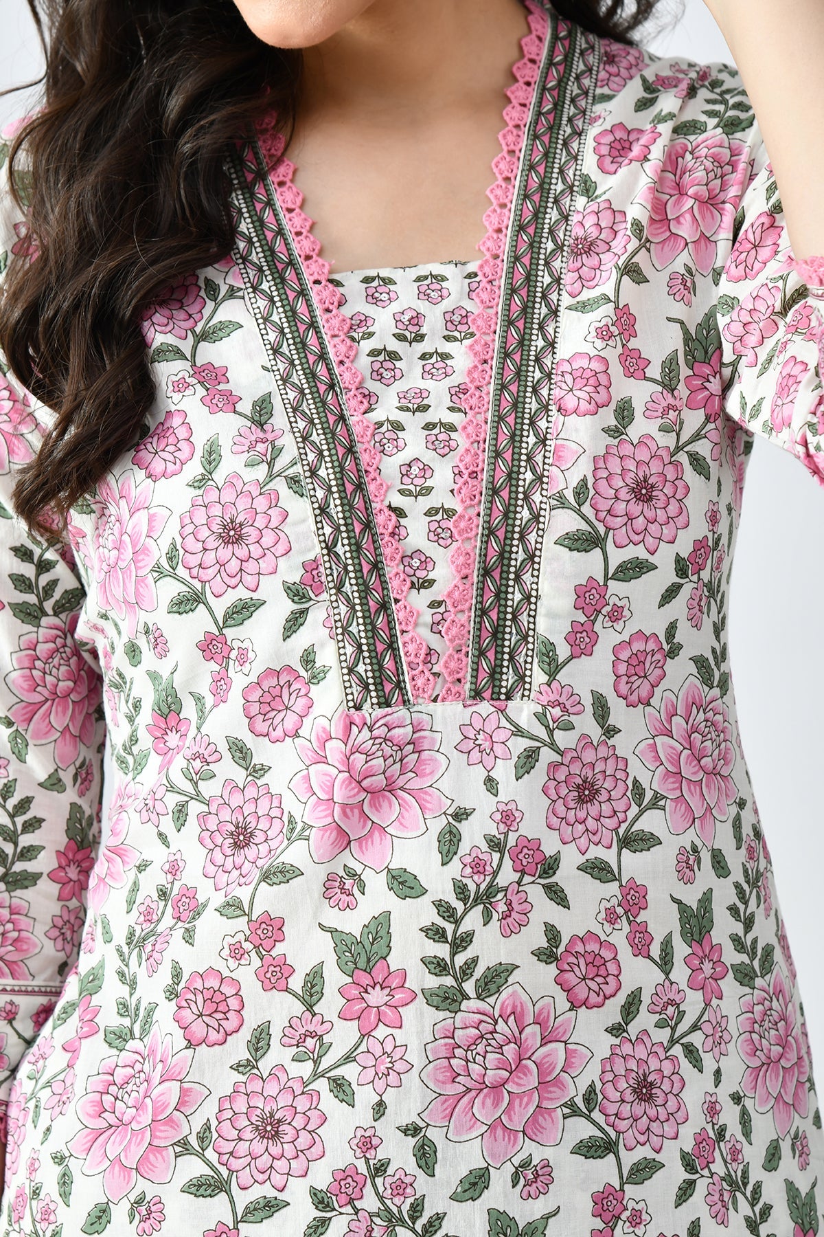 White Printed Kurta 2 Pcs Set